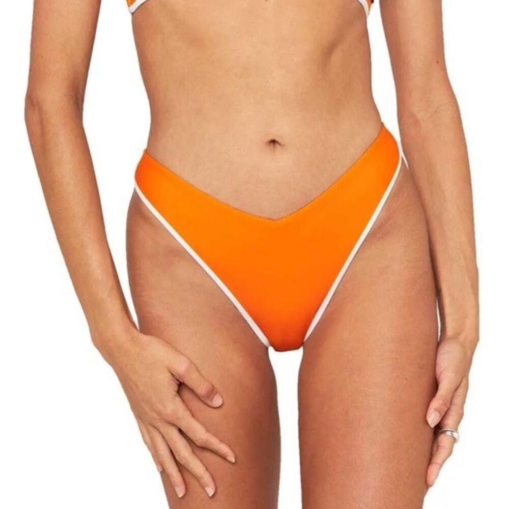 Rip Curl V 80 High Skimpy Leg Bikini Bottom XS New Orange White Cheeky